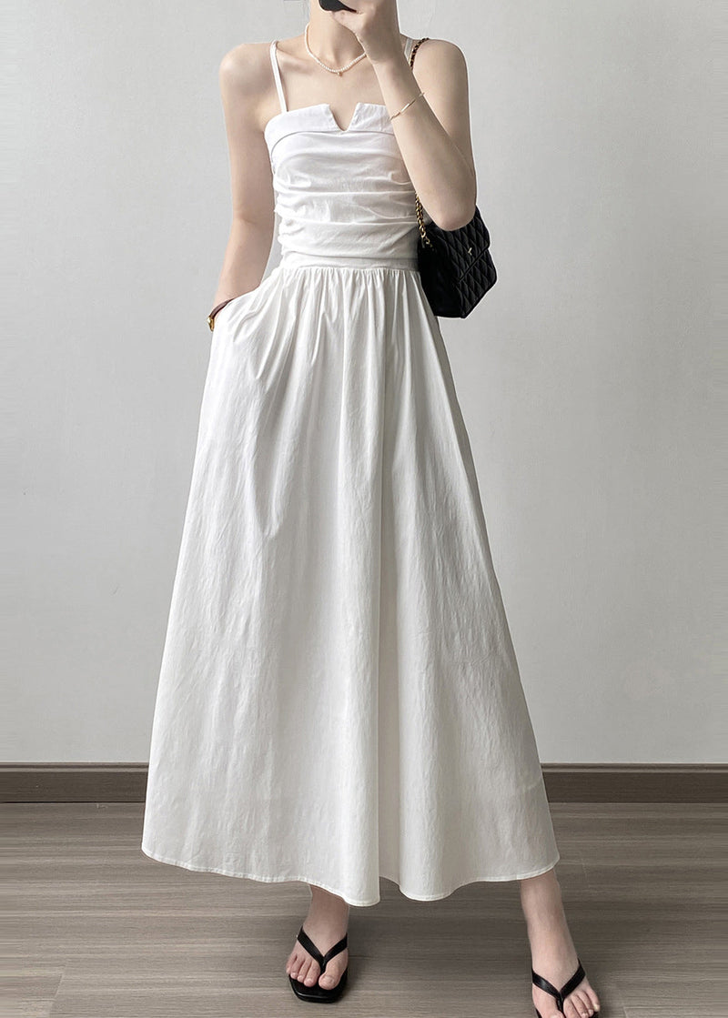 Black Wrinkled Patchwork Cotton Spaghetti Strap Dress Sleeveless