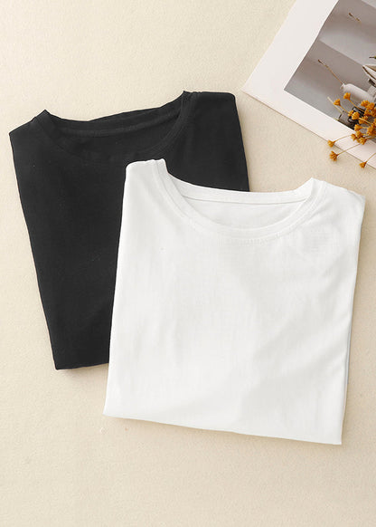 Simple White O Neck Low High Design Cotton T Shirts Summer