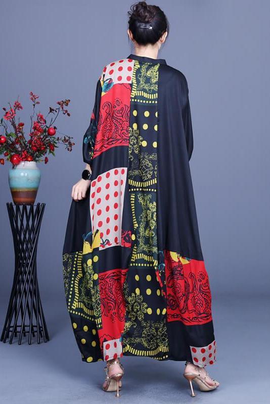 Stitching O Neck Pocket Maxi Dress