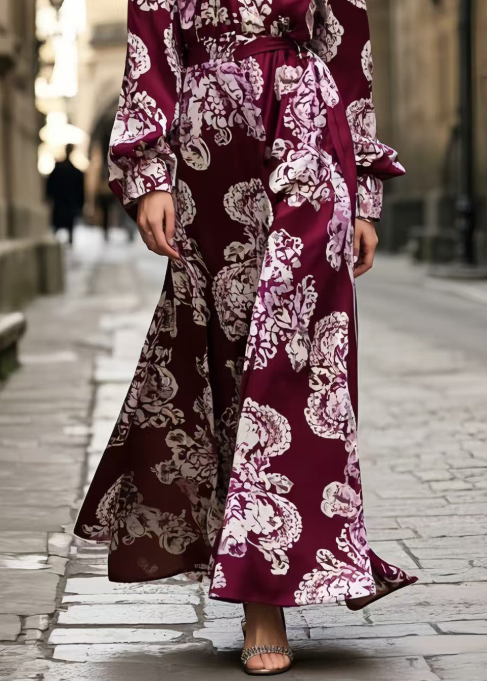 Mulberry Print Silk Long Dress Spring