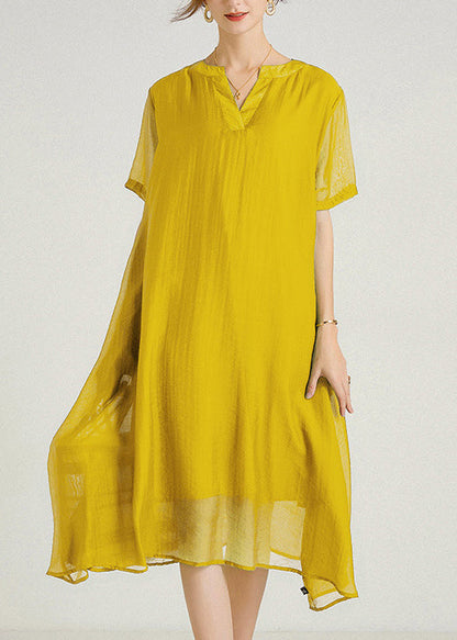 Green V Neck Cotton Dresses Summer
