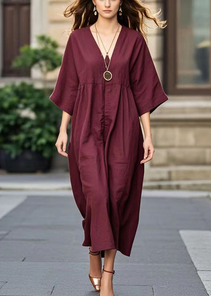 Mulberry Oversized Cotton Long Dress Bracelet Sleeve