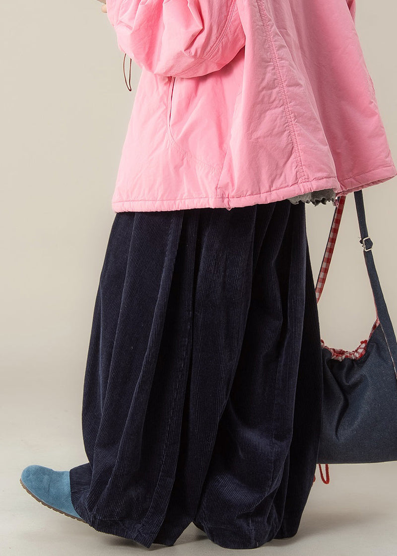 Navy High Waist Corduroy Wide Leg Pants