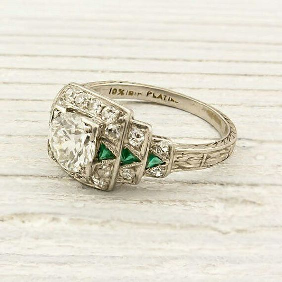 Crystal & Green Zirconia Silver Ring