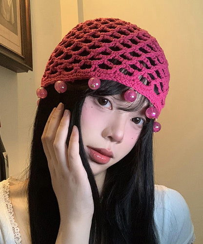 Handmade Rose Hollow Out Bead Knit Boonie Hat