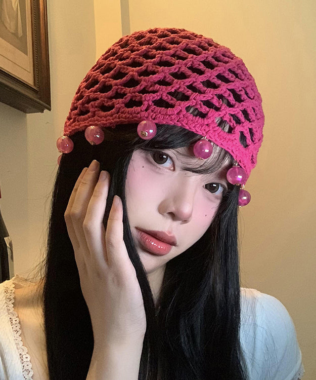 Handmade Rose Hollow Out Bead Knit Boonie Hat