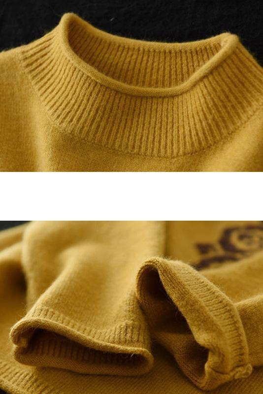 Winter Retro Flower Knitted Sweater Jumper