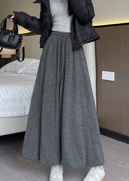 New Dark Grey High Waist Knit a Line Skirts Spring