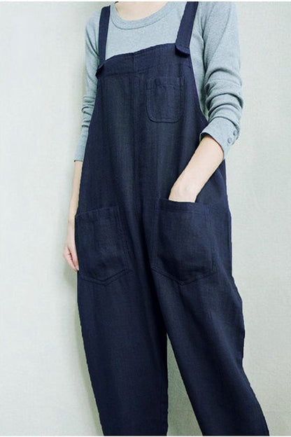 Linen Jumpsuits Overalls Pants With Pockets Linen Harem Pants