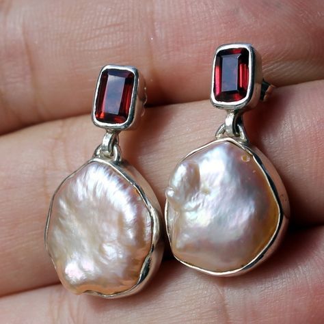 Red Glass Barroque Pearl Earrings