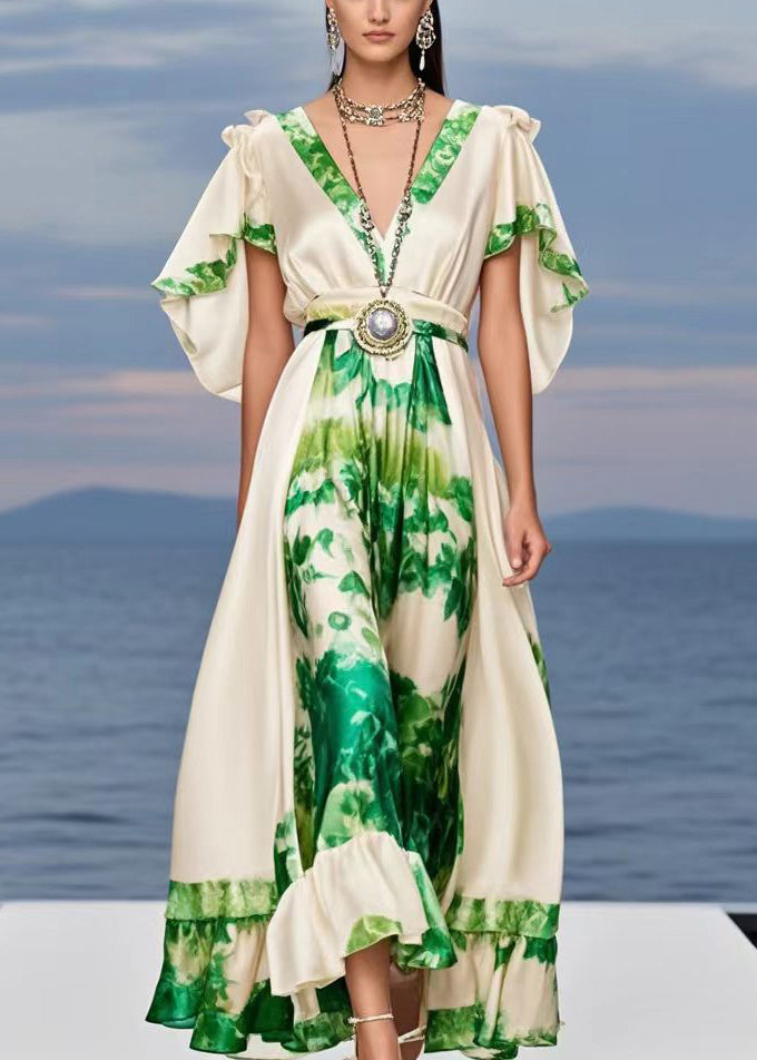 Diy Champagne Print Exra Large Hem Silk Party Dresses Cloak Sleeves