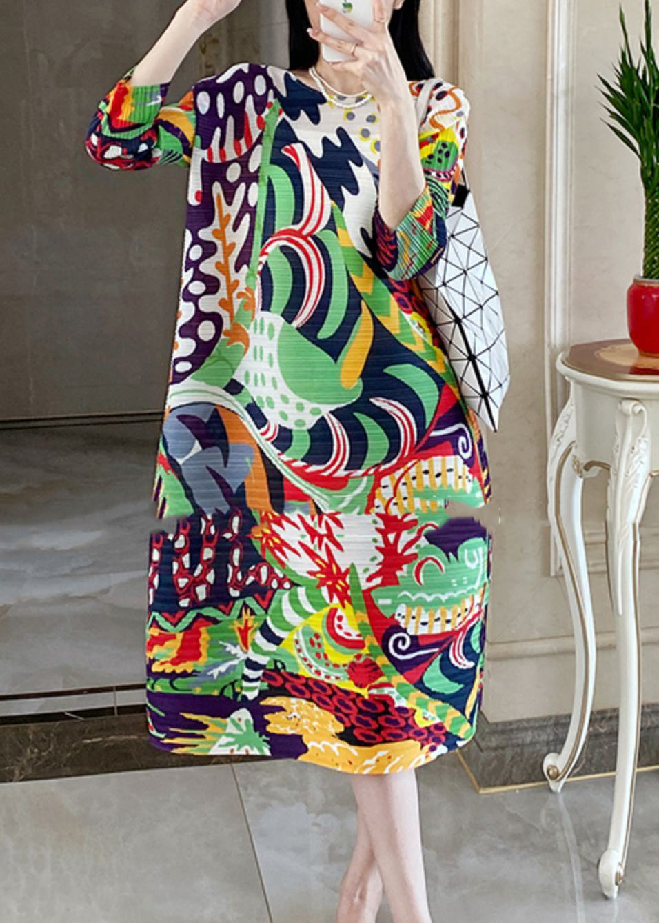 Green O-neck Wrinkled Maxi Holiday Dress Summer