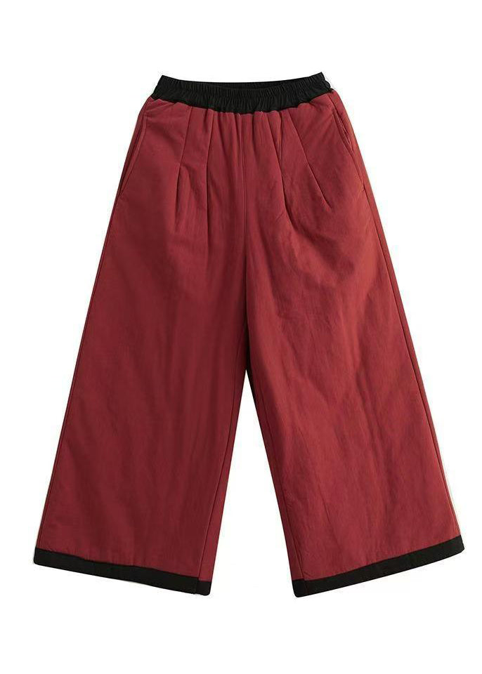 Orange Pockets Thick Warm Fine Cotton Filled Pants Winter