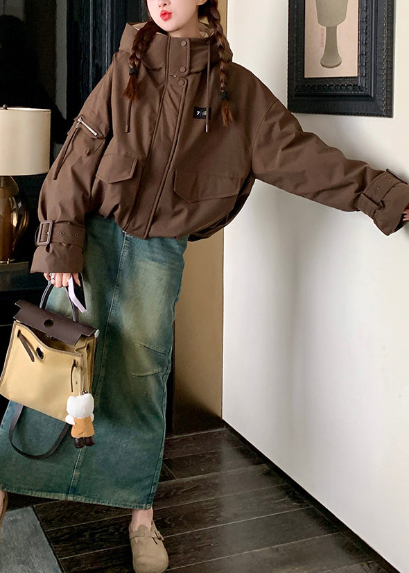 Coffee Oversized Pockets Fine Cotton Filled Witner Coats