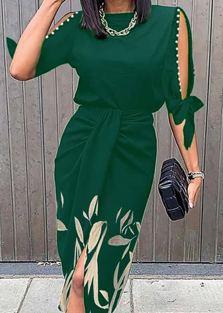 Red Off Shoulder Lace Up Print Dress Summer