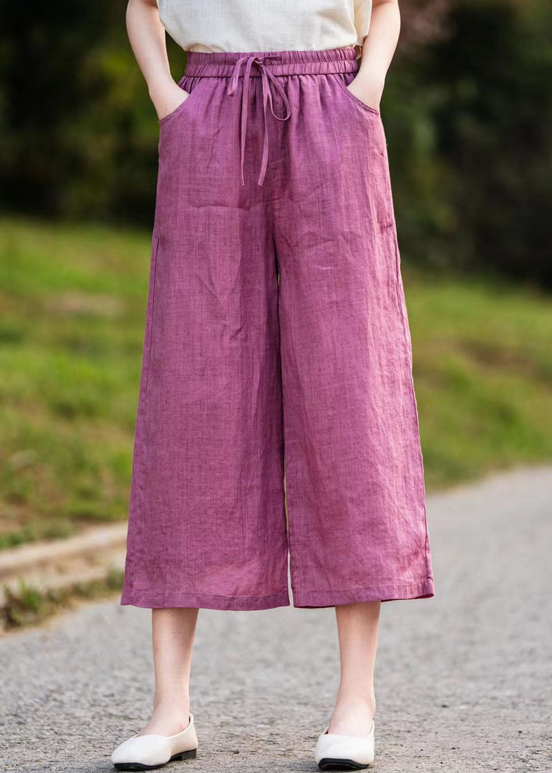 Rose Oversized Linen Wide Leg Pants Summer