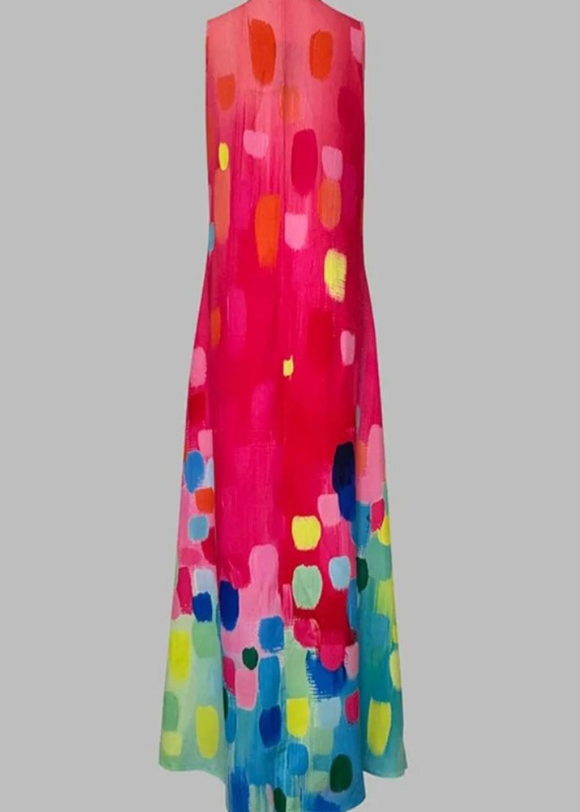' Red V-neck Printed Sleeveless Maxi Dress