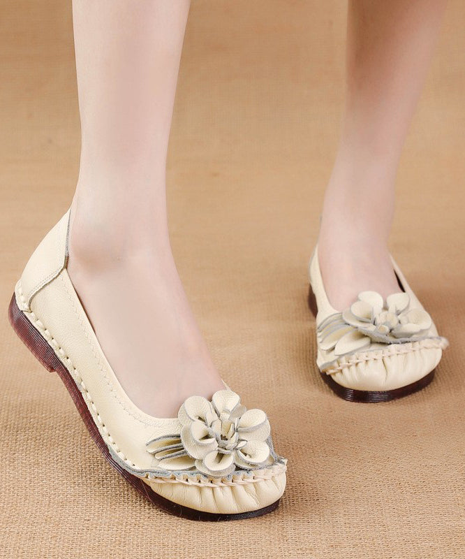 Black Cowhide Leather Soft Splicing Flat Shoes for