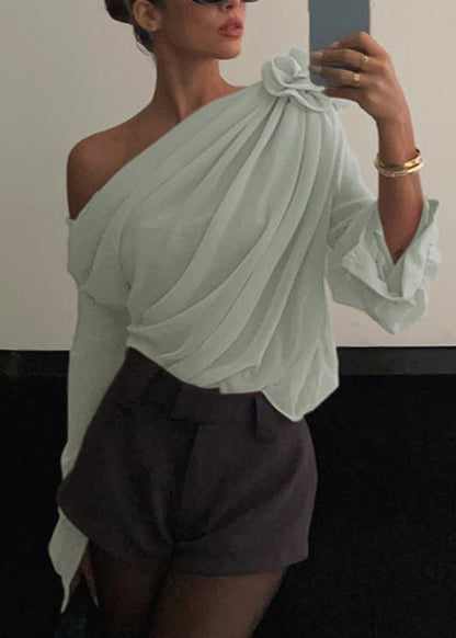 Apricot Cold Shoulder Tulle Top Spring