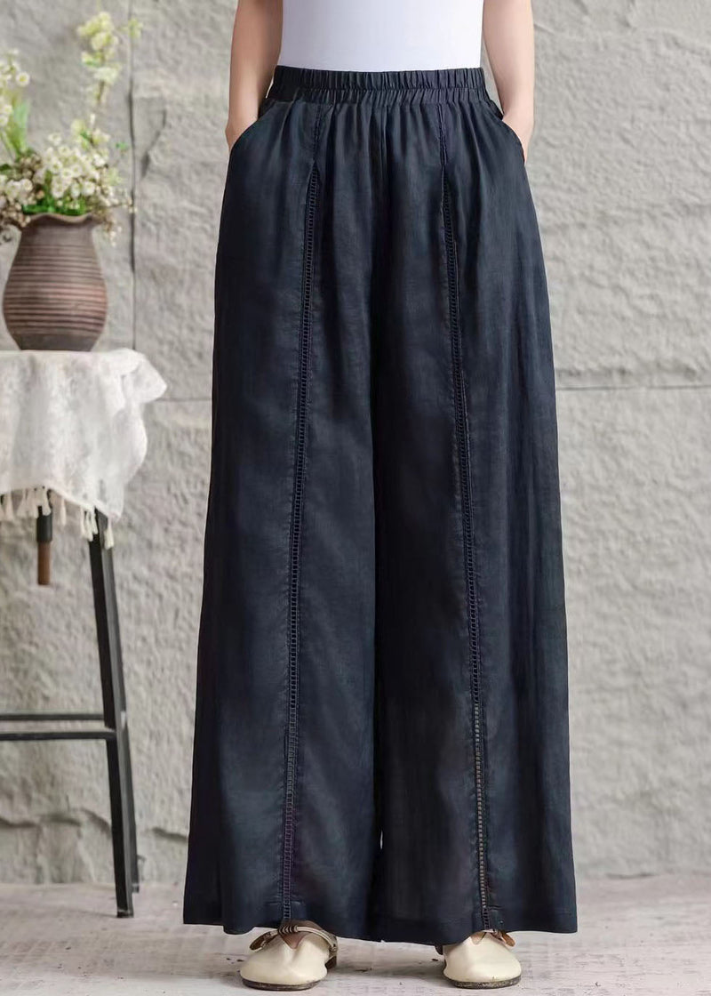 Green Pockets Hollow Out Patchwork Linen Pants Summer