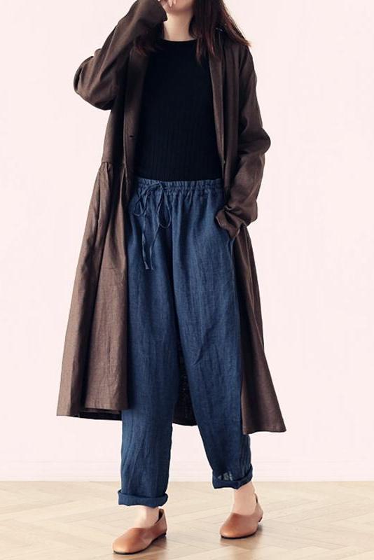 Wowen Linen Elastic Waist Turnip Pants