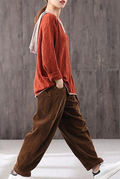 Color Contrasting Hooded Sweater