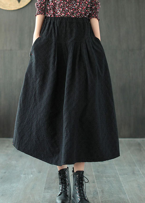 Black Jacquard Patchwork Loose a Line Skirt Spring