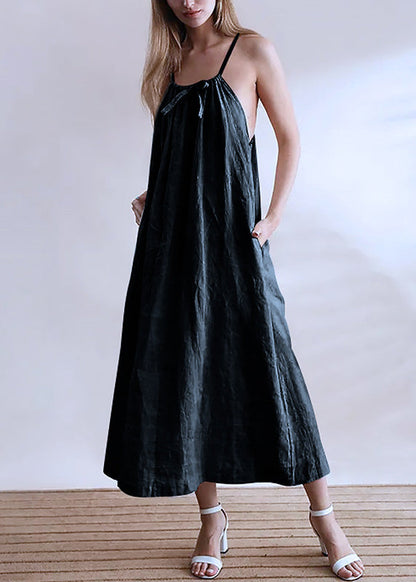 Loose Linen Wear on Both Sides Spaghetti Strap Dresses Sleeveless