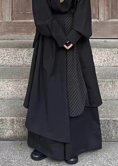 Loose Black Asymmetrical High Waist Wide Leg Pants Summer