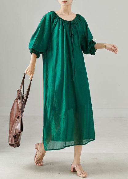 Peacock Green Oversized Cotton Dresses Fall