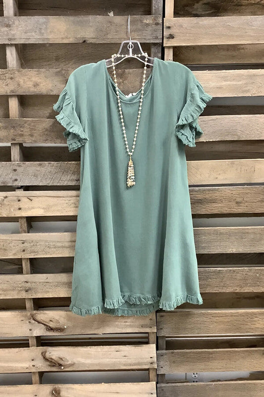 Cotton Linen Short Sleeve Dress