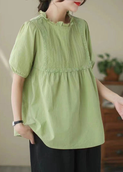 White Ruffled Wrinkled Cotton Shirt Top Summer