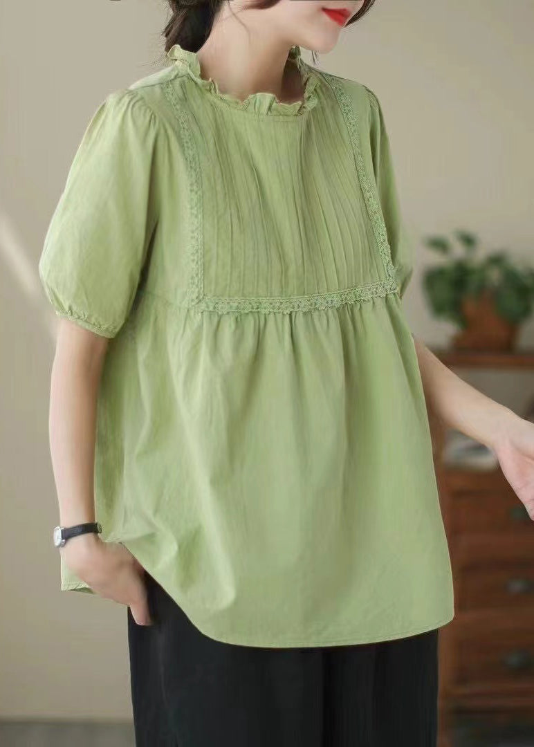 White Ruffled Wrinkled Cotton Shirt Top Summer