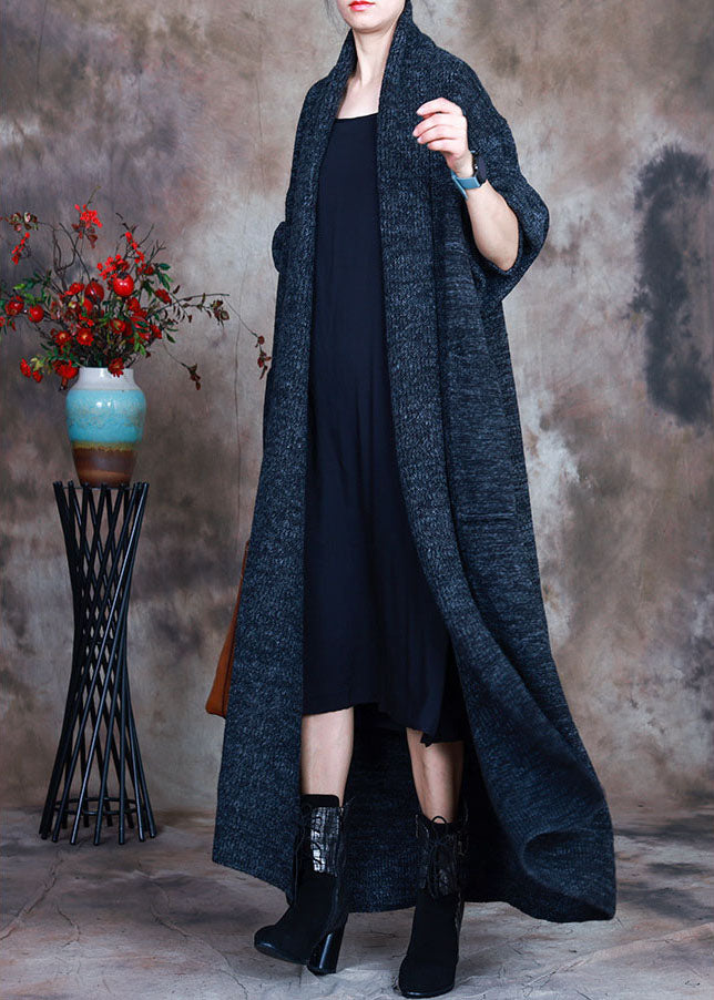 Navy V Neck Fall Knit Loose Cardigans Sweaters