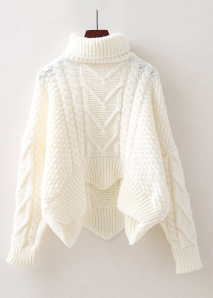 Skin Red Turtleneck Low High Design Knit Sweater Spring