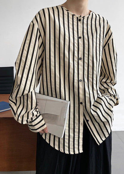 Apricot Striped Button Shirts Long Sleeve