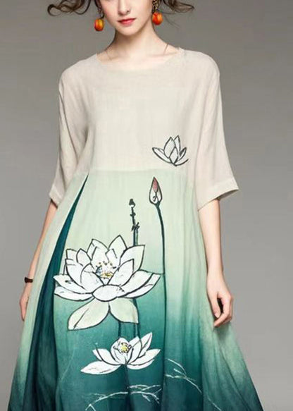 Beige Oversized Tie Dye Print Cotton Vacation Dresses Summer