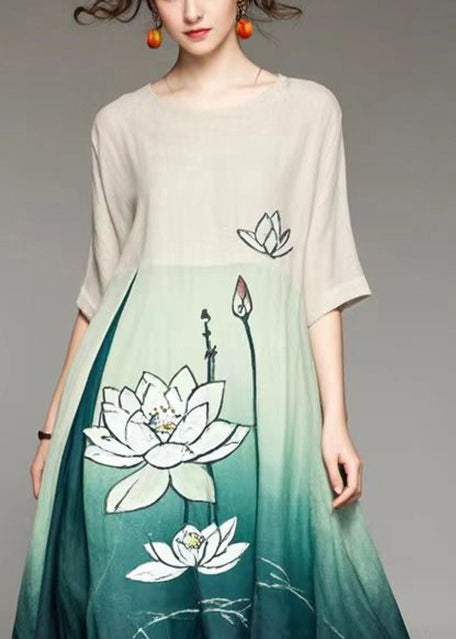 Beige Oversized Tie Dye Print Cotton Vacation Dresses Summer