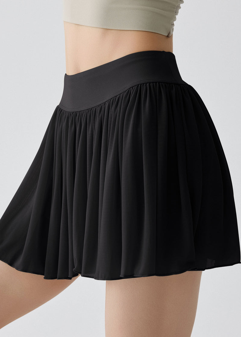 Dynamic Apricot High Waist Wrinkled Workout Gym Skirts