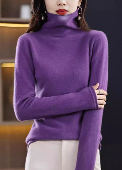 Yellow Turtle Neck Slim Fit Woolen Knit Pullover Spring