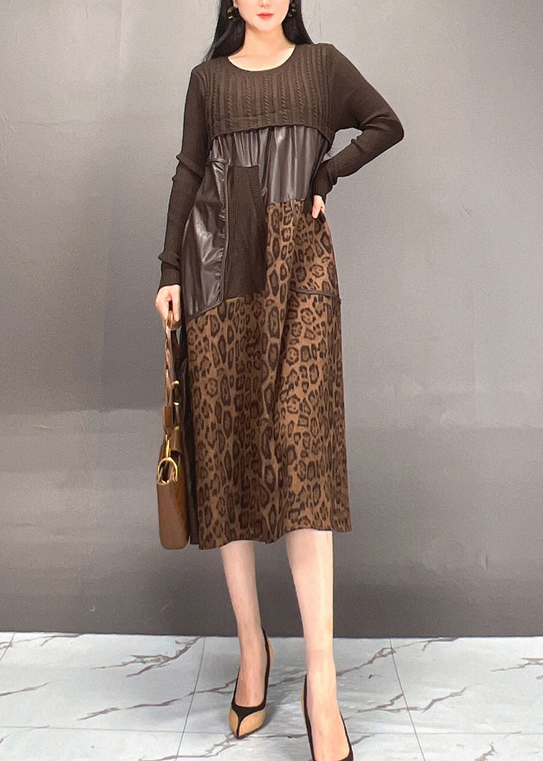 Black Print Patchwork Wrinkled Maxi Dress Fall