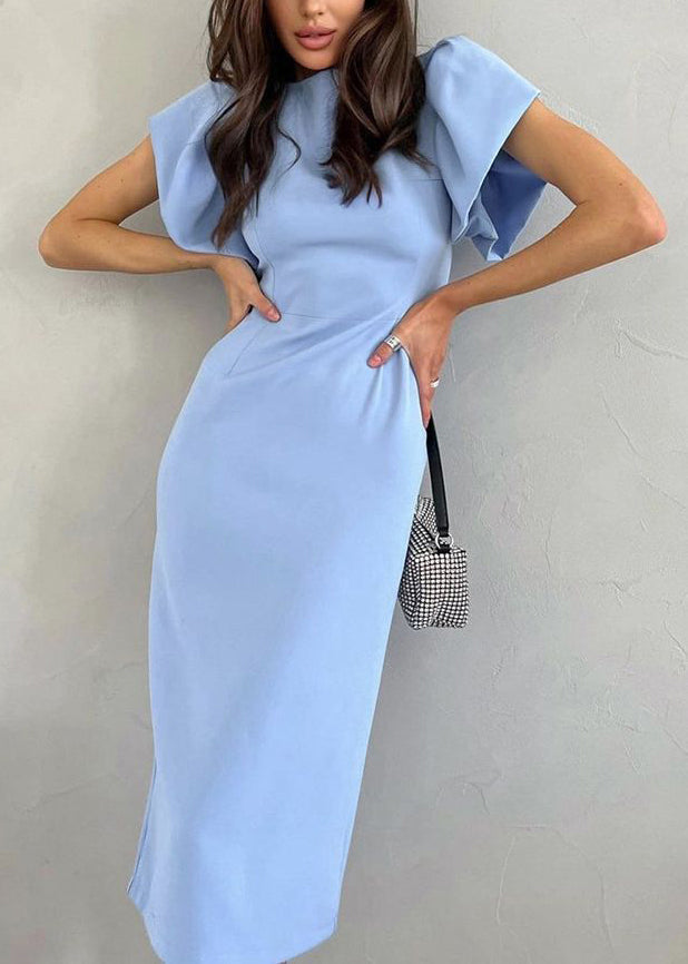 Classy Blue Back Side Open Slim Fit Dresses Summer