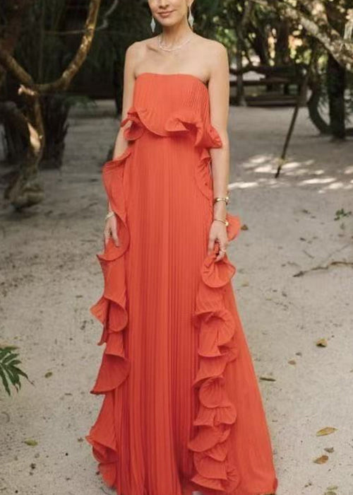 New Yellow Cold Shoulder Wrinkled Chiffon Ankle Dress Sleeveless