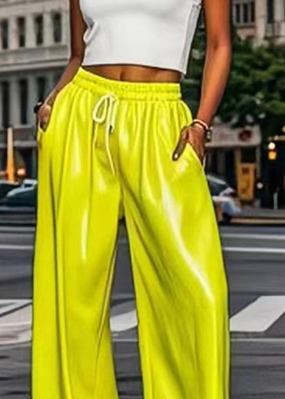 Fluorescent Green Elastic Waist Harem Pants
