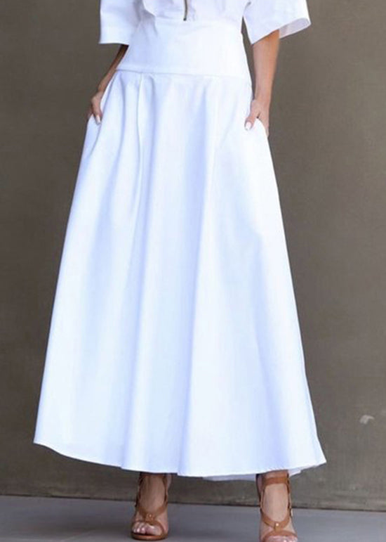 Boutique White Zip Up Pockets Patchwork Cotton Dresses Summer