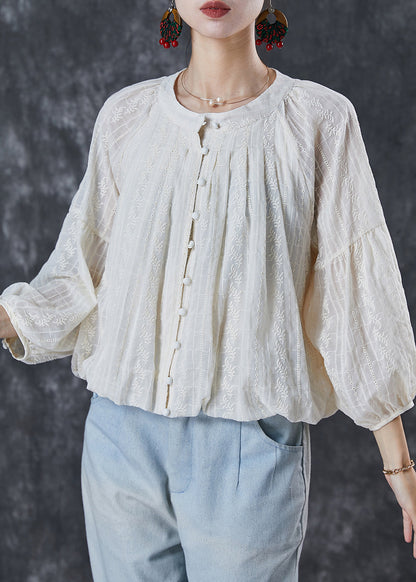 Diy White Embroidered Cotton Shirt Tops Summer