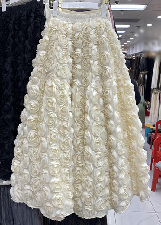 Stylish Apricot High Waist Tulle a Line Skirt Spring