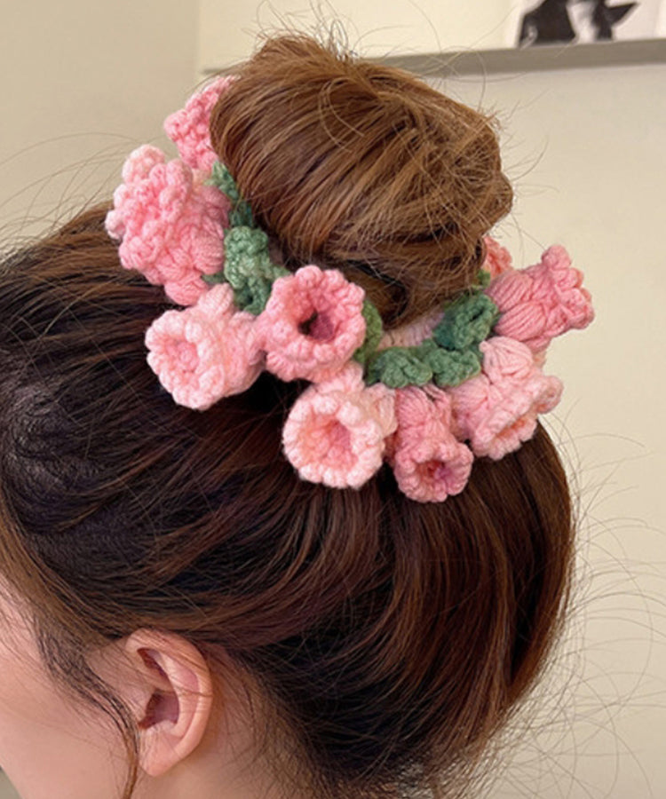 Pink Knitted Cotton Thread Lily of the Valley Hair Band