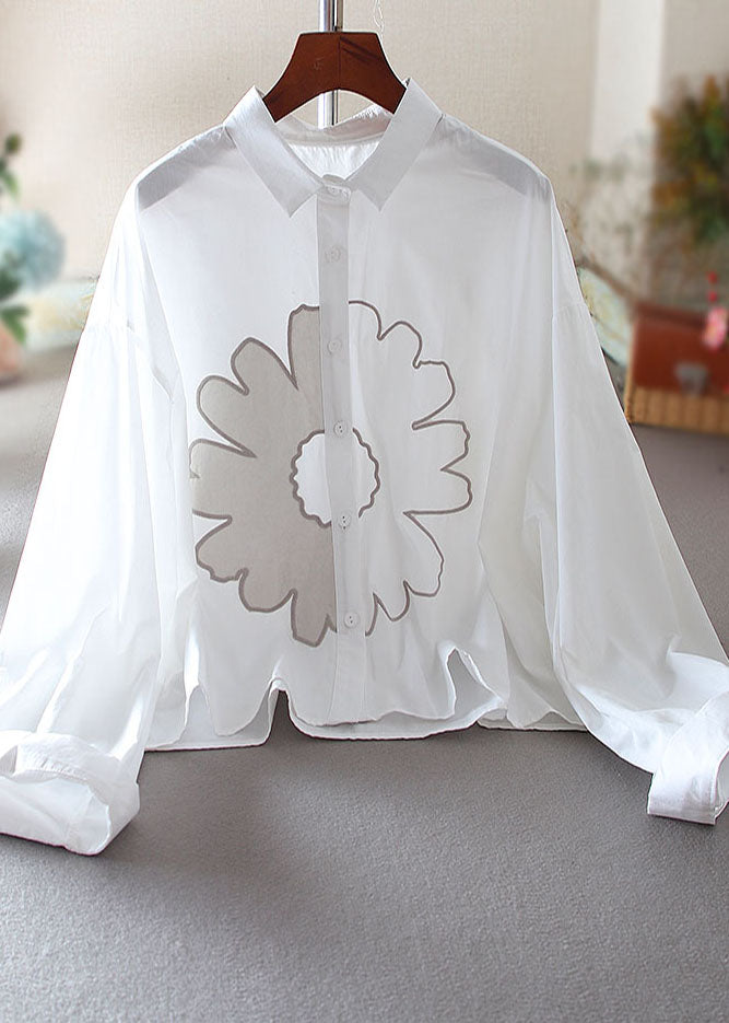 White Oversized Cotton Shirt Top Spring
