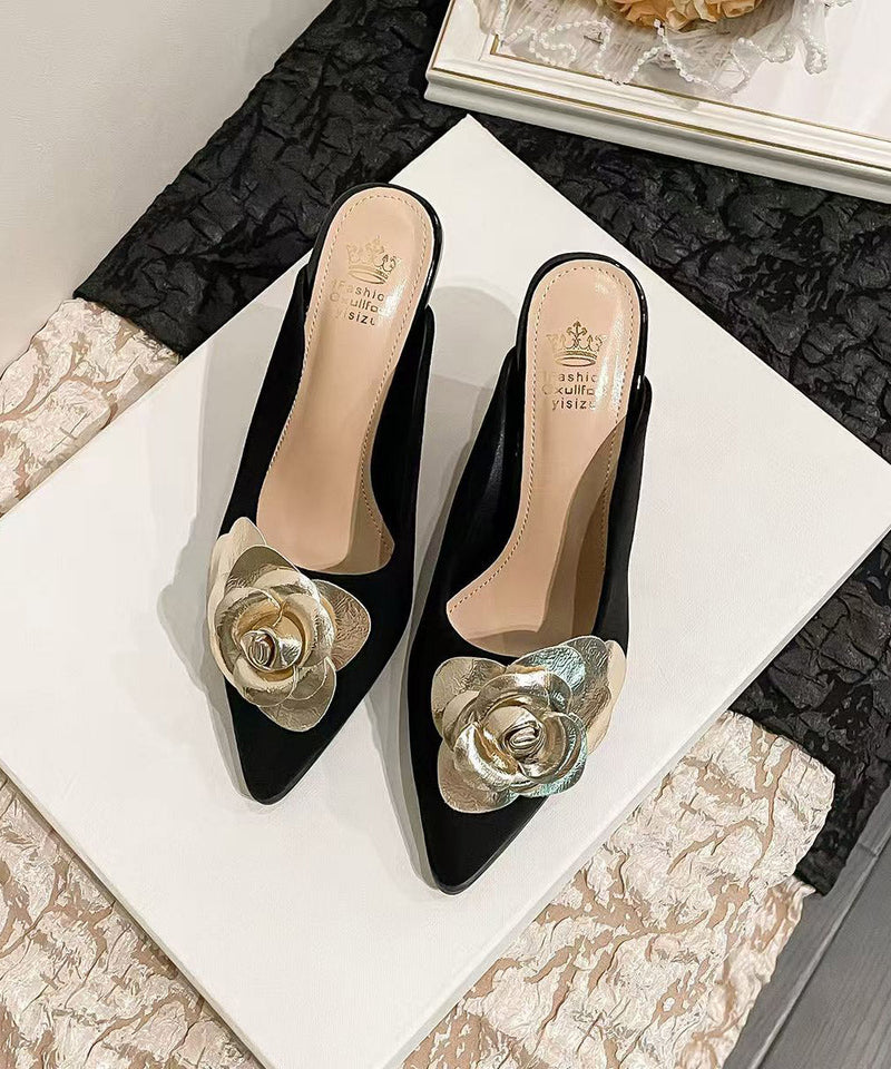 Classy Splicing Wedge Heels Black Suede Slide Sandals